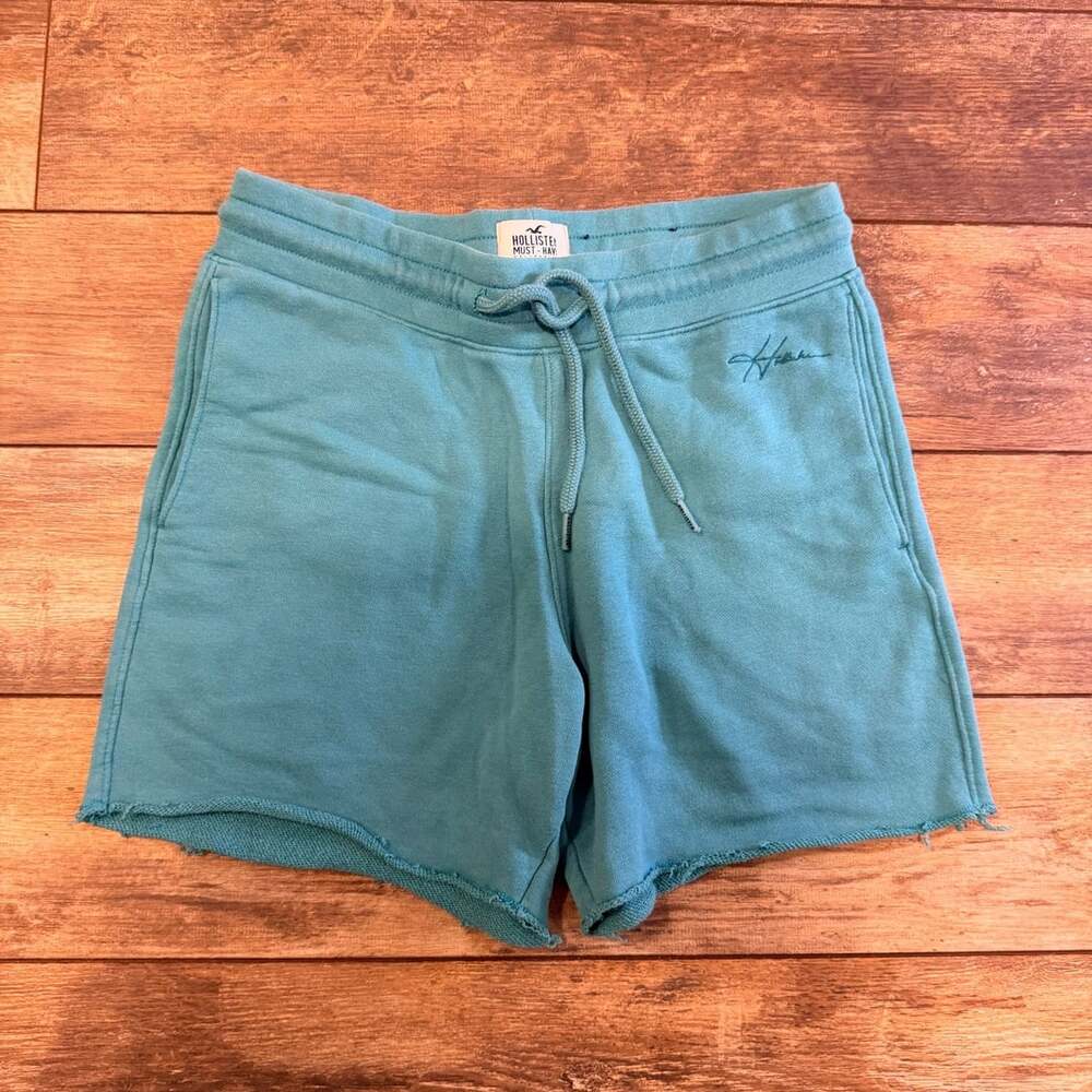 Hollister Must-Have Sweatshorts Size XS Teal Raw Hem Drawstring